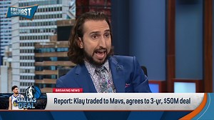 258K views · 1.9K reactions | "I am BAFFLED at the total inability of Rob Pelinka to get anything done, ever." — Nick Wright reacts to Klay Thompson planning to join the Mavs, and sounds off on the Lakers not acquiring the SG: | First Things First on FS1 | Facebook