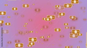 Dollar cash particle motion animated blue red gradient light color