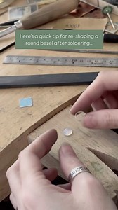 My favourite ways to re-shape round bezel settings! ⚒️ Doesn’t matter what shape they’re destined to be, my bezel settings usually get squished around at least a little, so I can flatten the section where the join will be. This helps ensure the soldering is as neat and flush as possible. For irregular shaped stones and sea glass I usually just put the soldered wire back over the gem or glass itself and gently push it against the end of the bench peg to get the bezel wire exactly where I need it 