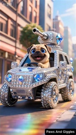 Dogs are total tech fans too! This light-up toy armored vehicle is so cool! ✨ #cute