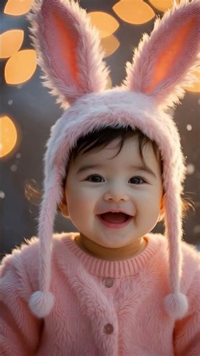 न न न मेरी हाँ बन गयी 😍 | Bunny Ear Cap Baby Dance | Cute Viral Short #short