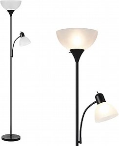 Floor Lamp with Reading Light, 72" Tall Lamp for 2 Head, Standing Lamps for Living Room, Bedroom, Corner, Office. No Bulbs