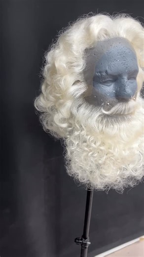 Loving this wig and beard style combo! Lots of fullness and curl! Long wig is style 3 and the tier 2.5 beard is style 6, with a 34th Street mustache. This set will be heading to Santa this week! | Custom Wig Company