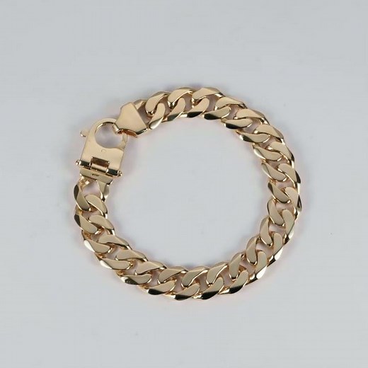 9ct Gold Solid Bevelled Edge Curb Tight Link Bracelet -12.5mm