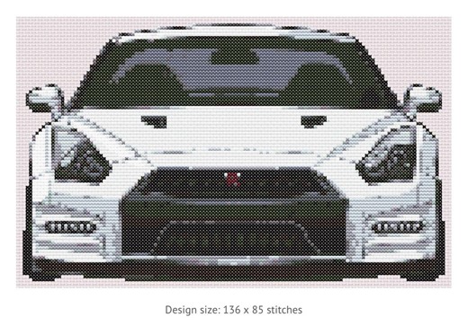 Car Cross Stitch Pattern, Nissan GTR R35 - Etsy