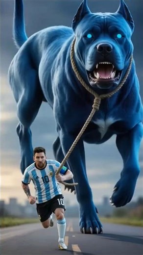 Messi, Neymar, Mbappé & Ronaldo Running With Big Dogs