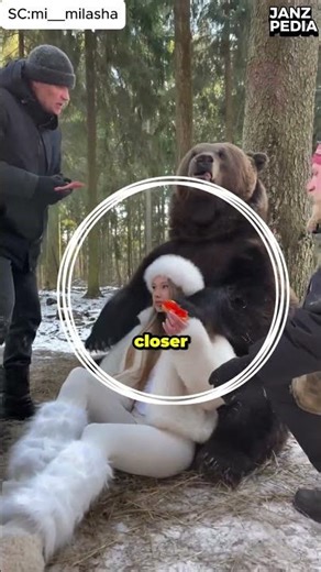 Girl Takes a Photo with a Real Bear 😳🐻 Most Unique Photoshoot Ever! #shorts