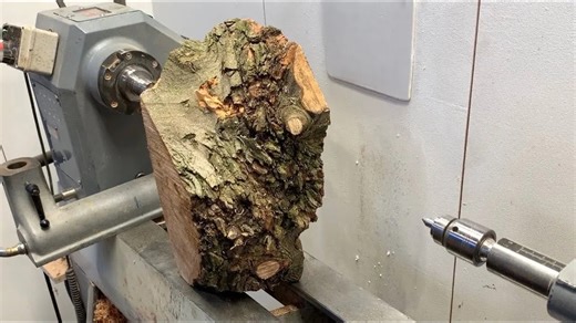 Watch what happens when this rough wood reveals a dragon skin pattern inside