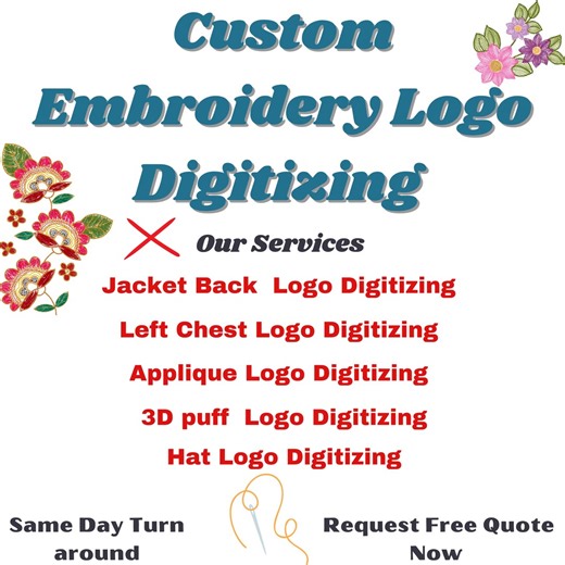 Custom Embroidery Digitizing Service – Logo Digitizing, Image to DST, PES, EMB Files - Etsy