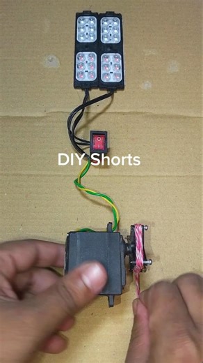 Rope Power Turns On Two New LED Light With Gear Motor Generator #dcmotor #tech #shorts