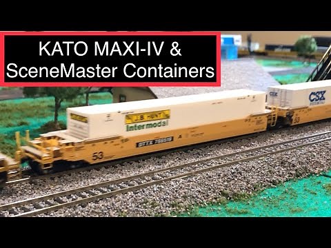 HO Scale Kato Gunderson MAXI-IV Well Cars & Walthers Containers | Model Trains Products