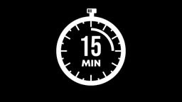 Symbolic measurement of time interval from 0 minutes to 15 minutes...