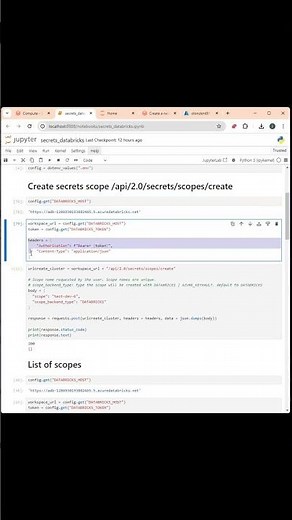 Databricks: Create a secrets scope to save keys using the REST API