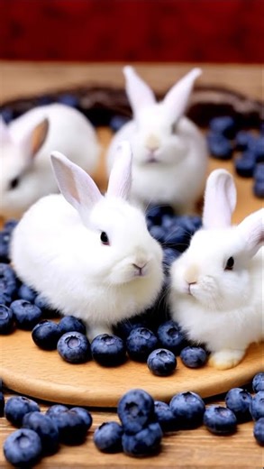 White Rabbit | Adorable Rabbits Surrounded by Blueberries 🫐 | Cute Bunny Moments #funnypetsvideos