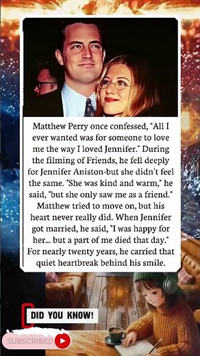 Matthew Perry Loved Jennifer Aniston in Silence, What He Admitted Years Later Is Heartbreaking...