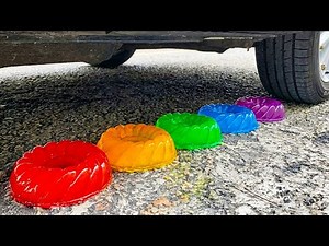 🍓 Funny Crushing Experiment Colorful Jelly vs Car! Crushing Crunchy, Soft Things with Car! 💦