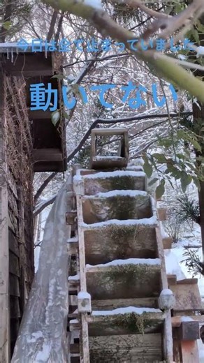 雪の水車小屋、全て止まっていました