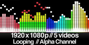 5 Audio Equalizer Videos - Straight Bars - LOOPED