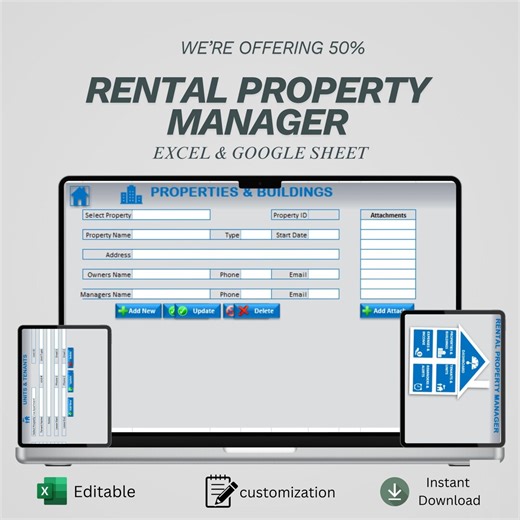 Rental Property Management Excel Template | Landlord Dashboard & Tenant Tracker | Building Maintenance Google Sheet - Etsy
