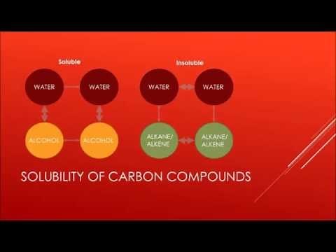 Solubility of alkanes, alkenes and alcohols