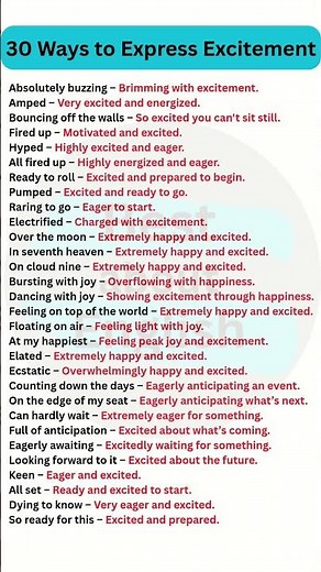 30 Ways to Express Excitement. #english #spokenenglish