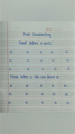 small letters c and e in print.#print #handwriting