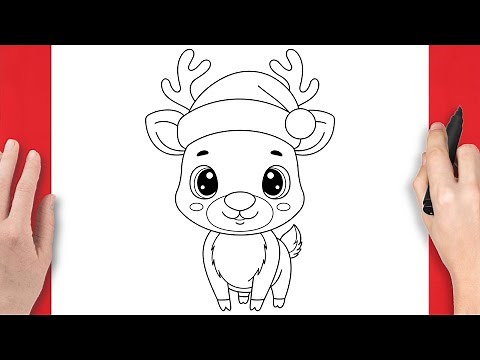 How To Draw Reindeer With Santa Hat - Step By Step Drawing Tutorial