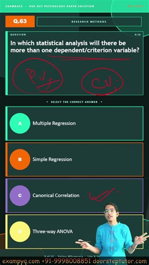 UGC NET Psychology December 2025 Solutions Canonical Correlation #ugcpsychology