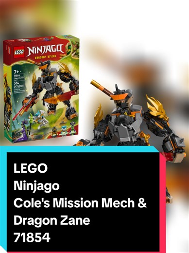 LEGO Ninjago Cole’s Mission Mech & Dragon Zane 71854 brings exciting ninja action with a powerful mech and the all-new Dragon Zane, a fresh and dynamic new version of the iconic character. This set is packed with poseable action, cool weapons, and bold Ninjago design, making it perfect for recreating intense battles or creating brand-new adventures. A standout build for play or display, it’s an excellent addition to any Ninjago fan’s LEGO collection. #LEGO #LEGONinjago #Ninjago #Cole #DragonZane