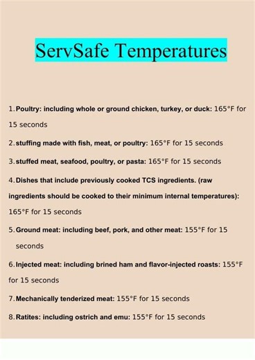 ServSafe Temperatures Study Guide 20222023 Verified5195
