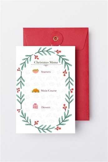 Minimalist Christmas Menu Printable | Elegant Christmas Dinner Menu | Holiday Table Decor | Editable PDF | Christmas Dinner - Etsy Canada
