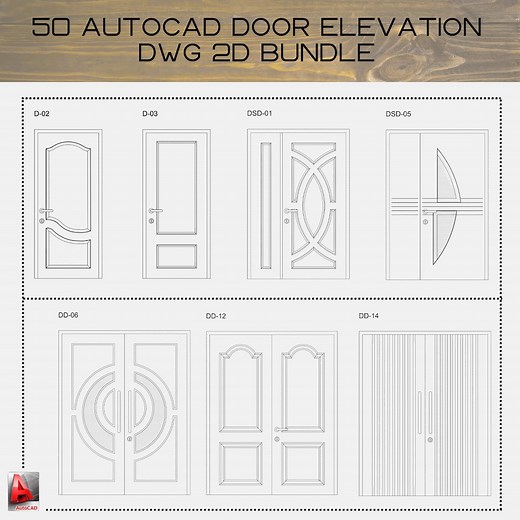 50 Autocad Door and Frame Elevation Designs | Single & Double Doors for House, Office, Shop - Etsy