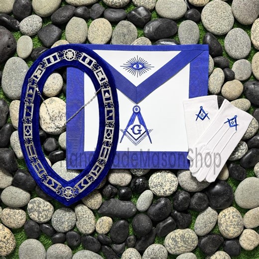 Masonic Regalia Blue Lodge Master Mason Apron, Chain Collar, Square and Compass Gloves Set - Etsy