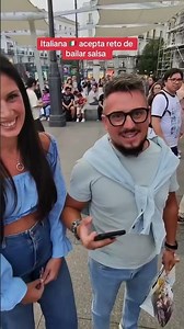 Italian woman accepts salsa dancing challenge