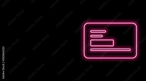 Glowing neon line Visiting card, business card icon isolated on black background. Corporate identity template. 4K Video motion graphic animation Stock Video