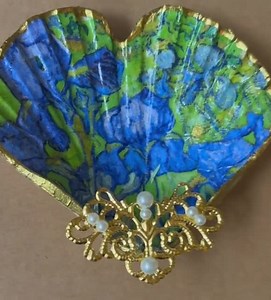 Van Gogh Irises Shell Heart Shaped Trinket Dish Decoupage Floral Ring Holder - Etsy UK