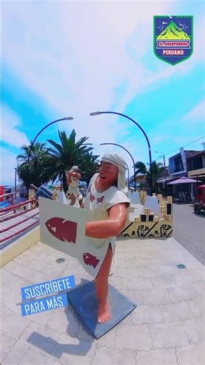 MALECÓN PUERTO MALABRIGO en Ascope La Libertad, Perú, mostrando estatuas de antiguos guerreros