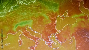 Hot weather over Europe. Warm air warming. Camera shot computer screen monitor. Camera shot computer screen monitor. Pixels visible. Stock Video