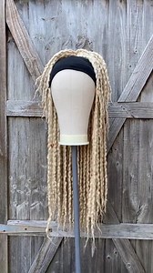 Perruque dreadlock en laine blonde bohème - 25 pouces - Perruque bandeau - Accessoire pour cheveux