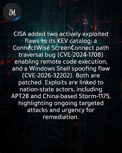 CISA flags actively exploited ConnectWise and Windows bugs in KEV list