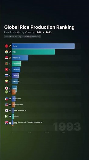 Global Rice Production Ranking (1961-2023) 🍚