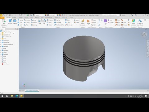 Inventor Tutorial V6 Engine : Piston Head [Part 4]