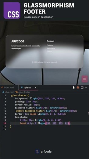 Pure CSS Glassmorphism Footer Without JavaScript👍