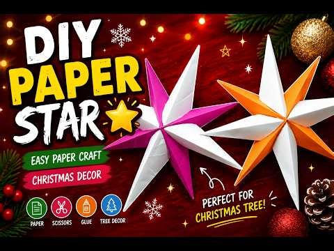 DIY Paper Star ⭐ Easy Christmas Craft Tutorial | Christmas Tree Decoration Ideas