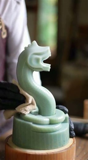 Jade Naga Carving – Thai Dragon #jadecarving #nagacarving #thaicarving #thaidragon #stoneart