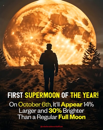 Save the Date — A Spectacular Supermoon Is Coming! 🌕 Mark your calendars for October 6th, when the first supermoon of 2025 will rise, shining in dazzling shades of gold! ✨ A supermoon occurs when the full moon is at its closest point to Earth (perigee), making it appear up to 14% larger and 30% brighter than usual. 📍 Visible worldwide, this celestial beauty will appear just after sunset — perfect for stargazers, photographers, and anyone who loves a little magic in the sky. 💡 Fun Fact: Ancien