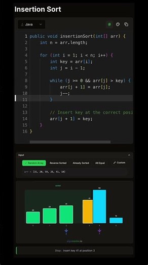 Insertion Sort Using Java #dsa #programming #java #sorting