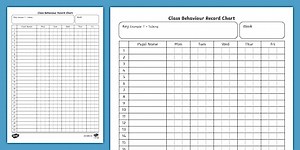 Class Behaviour Record Chart