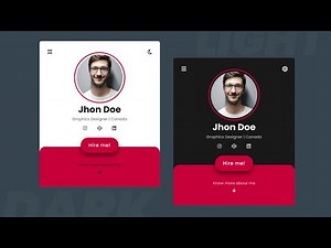 Dark And Light User Card using HTML CSS | Toggle Dark/Light UI Profile Card Design