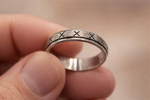 Wide 925 Sterling Silver Spinner Ring | UK Size Y | 7mm Meditation, Fidget Band - Textured Moving Ring - Etsy